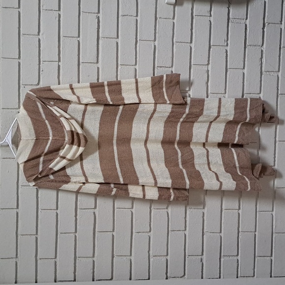 I'm In Love With Derek Tan/Cream Color-Block Hooded Open  Cardigan. Size Medium - Picture 5 of 8